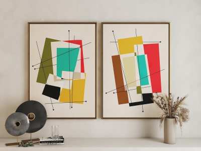 现代几何挂画3D模型下载